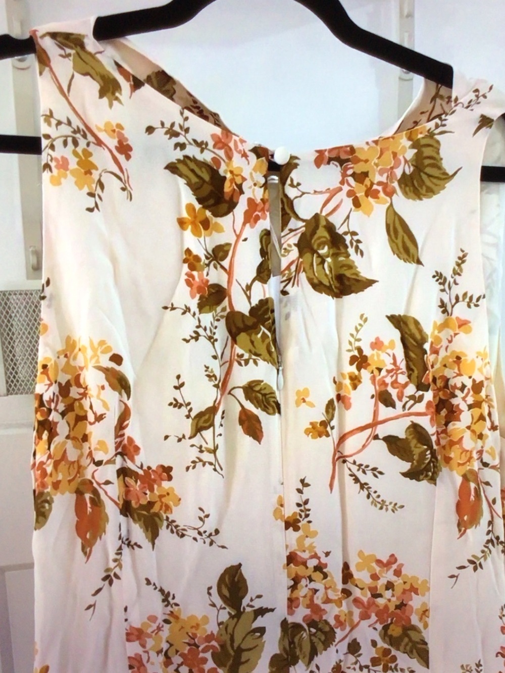 Reformation Cream Maxi Dress with Olive and Mustard Floral Print - Picture 5 of 9